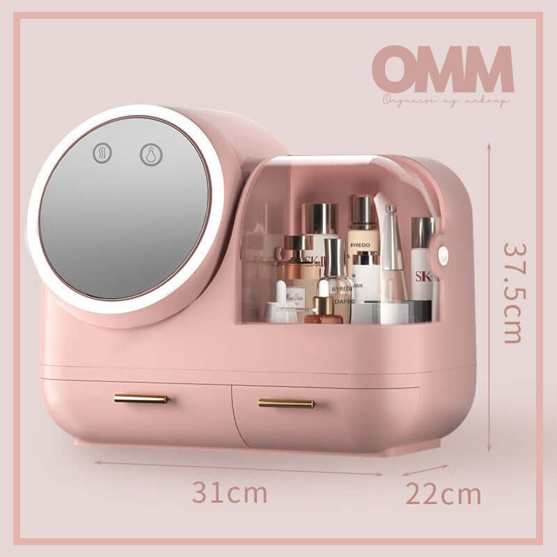 Cosmetic Storage Case with Integrated LED Mirror