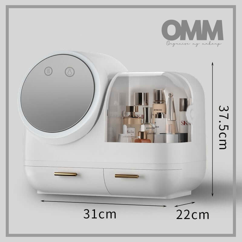Cosmetic Storage Case with Integrated LED Mirror